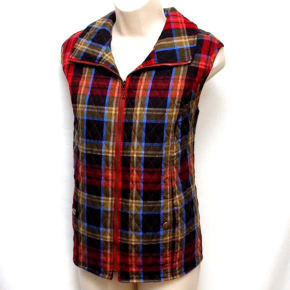 Plaid Quilted Vest SOUTHERN LADY Syle 0035 Excellent Size S  40" Bust Like New - Picture 2 of 9